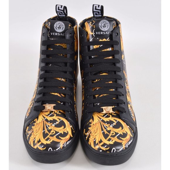 NEW Versace Men\'s Leather BAROQUE Medusa High Top Sneakers Shoes 40 7 main image 8
